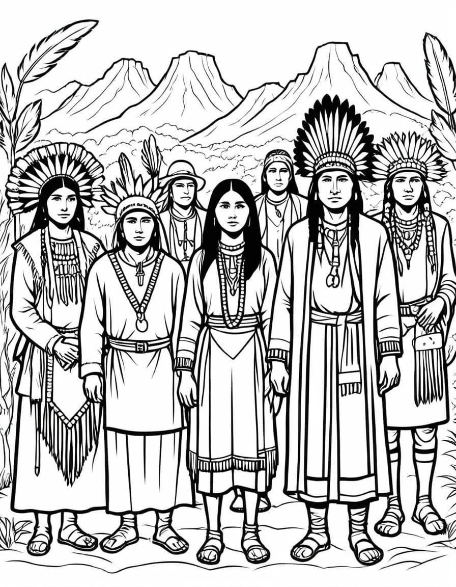 Native American Harvest Fest — free printable coloring page to download and print
