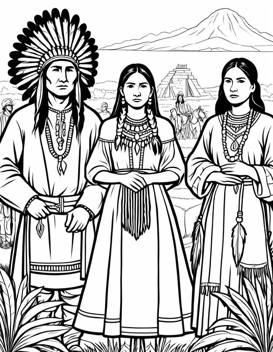 Native American Thanksgiving — free printable coloring page to download and print