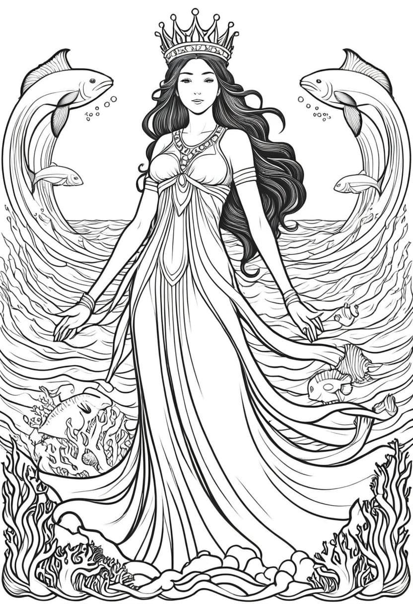 Ocean Queen — free printable coloring page to download and print