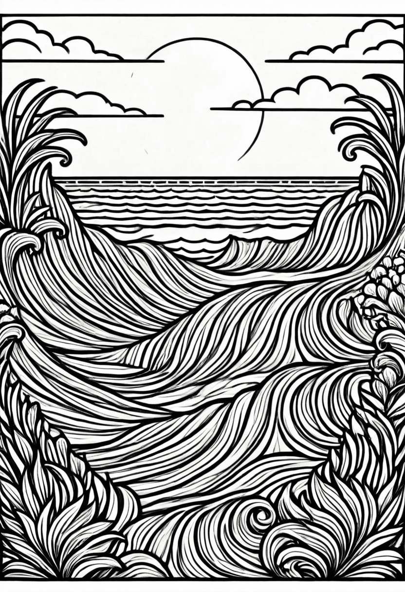 Ocean Waves — free printable coloring page to download and print