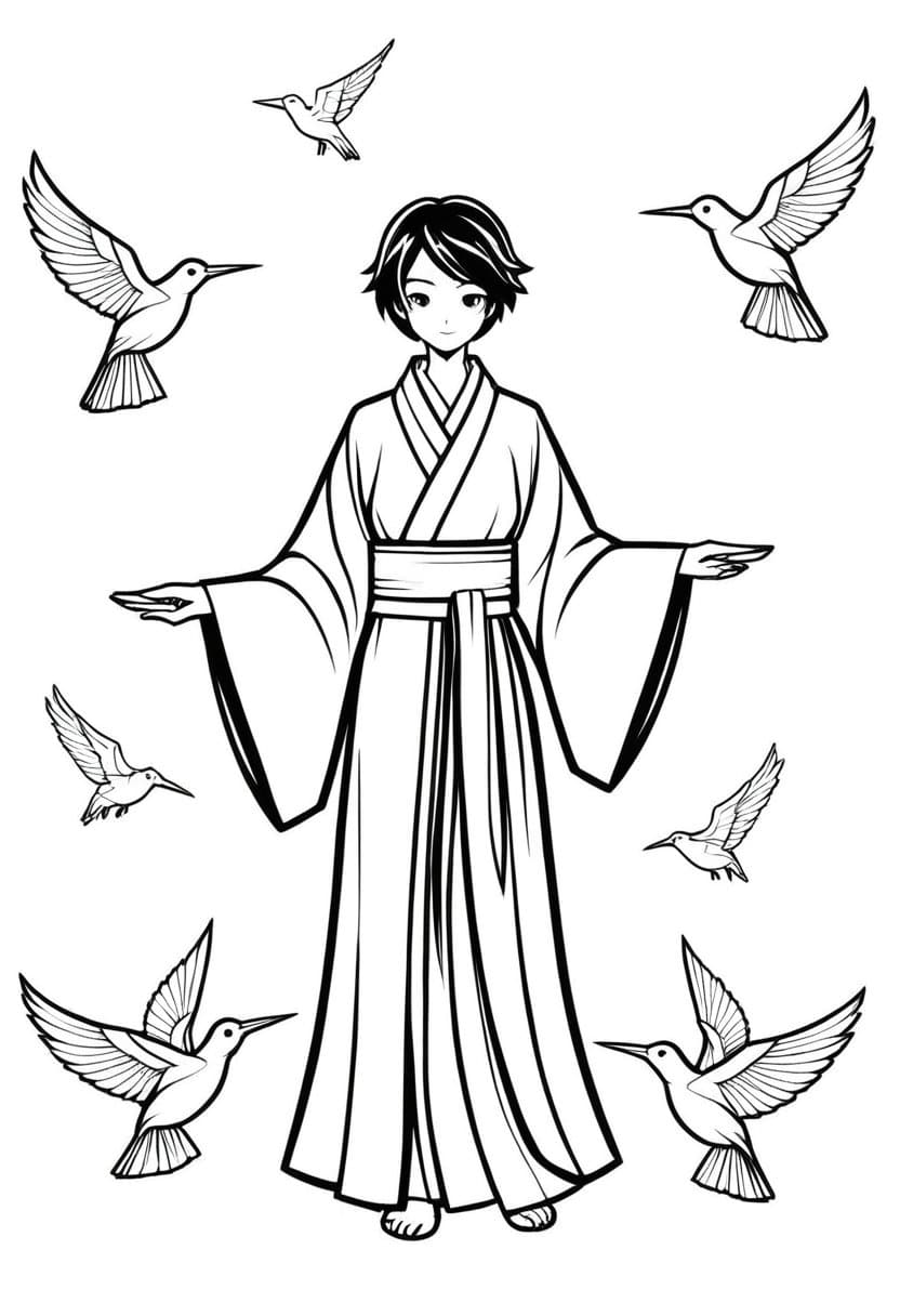 Origami Masters Elegance — free printable coloring page to download and print