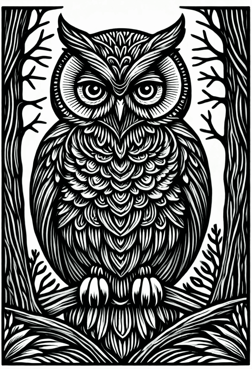 Owl Omen — free printable coloring page to download and print