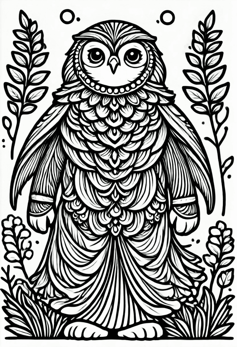 Owls Wisdom — free printable coloring page to download and print