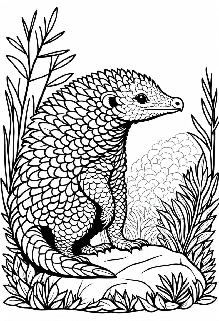 Pangolin in the Wild — free printable coloring page to download and print