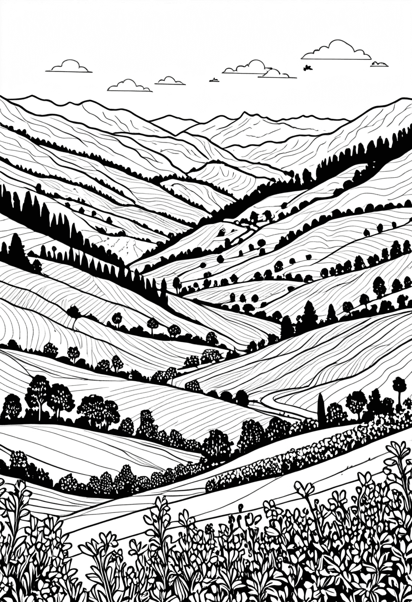Pastoral Bliss — free printable coloring page to download and print