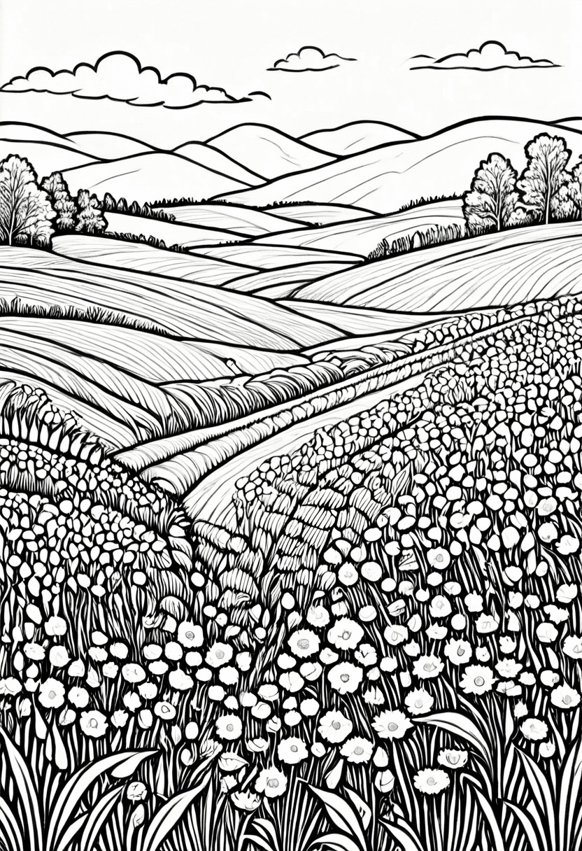 Pastoral Bliss — free printable coloring page to download and print