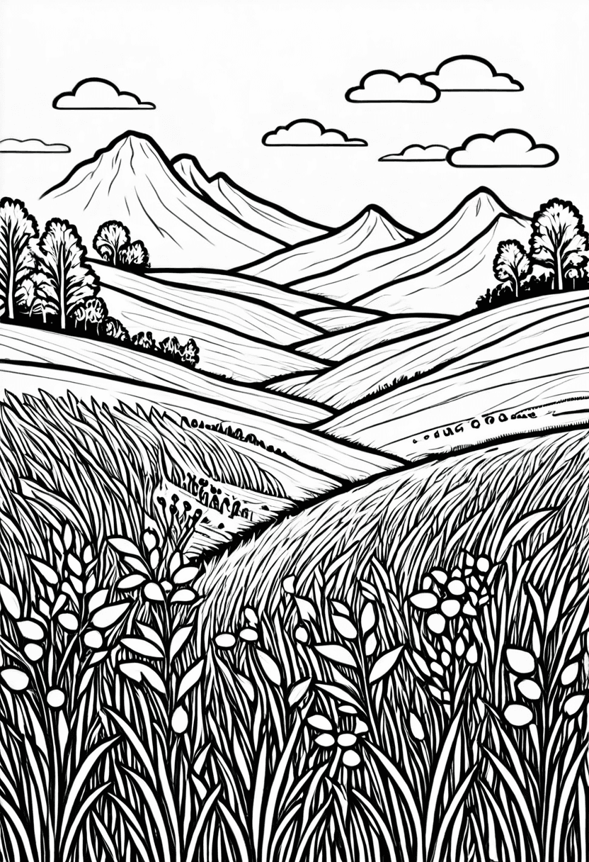 Pastoral Serenity — free printable coloring page to download and print