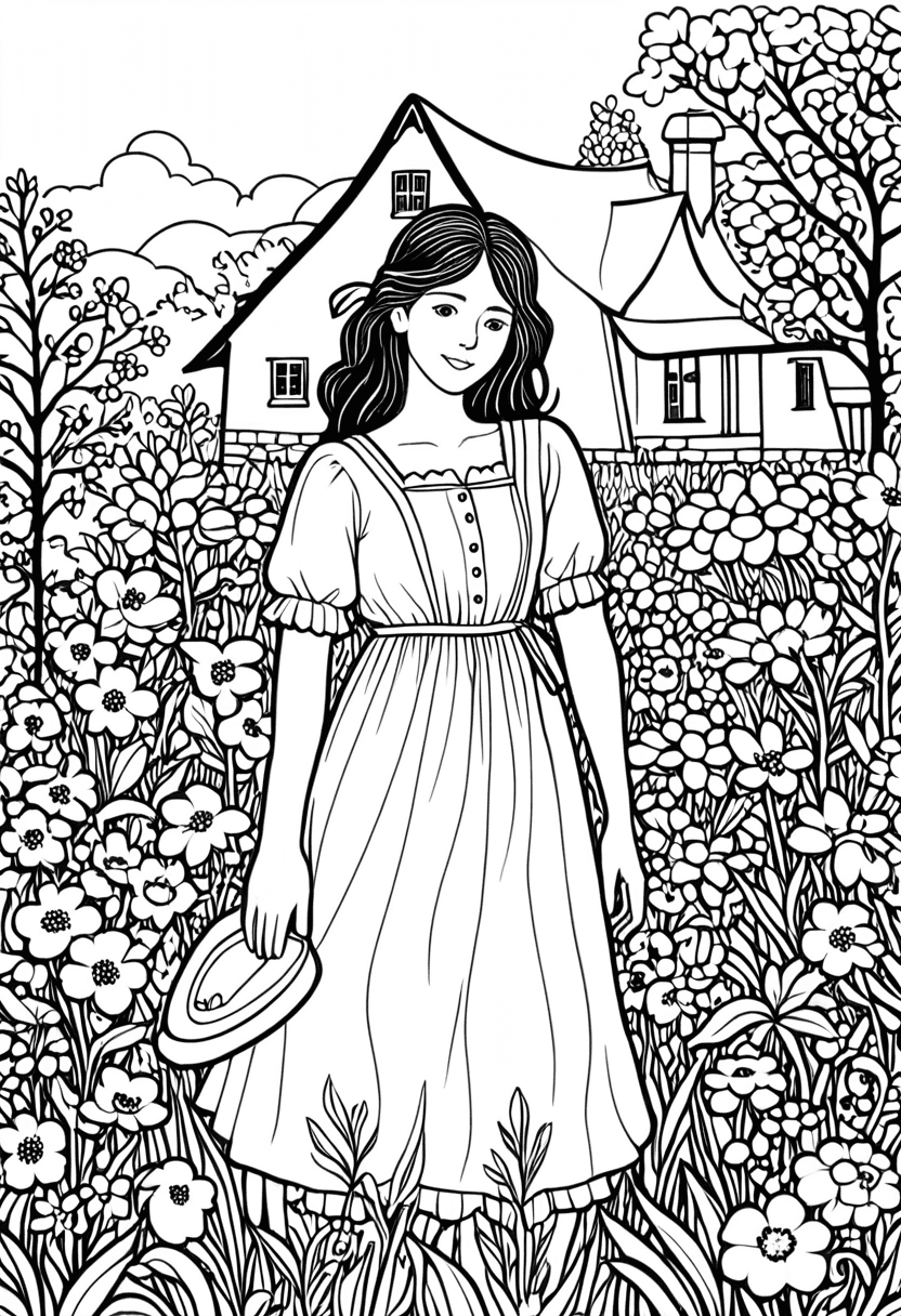 Peaceful Pastorale — free printable coloring page to download and print