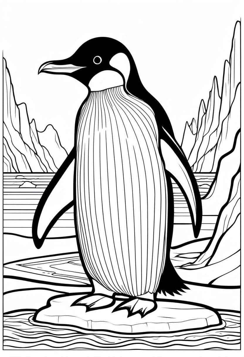 Penguin Chillout Adventure — free printable coloring page to download and print