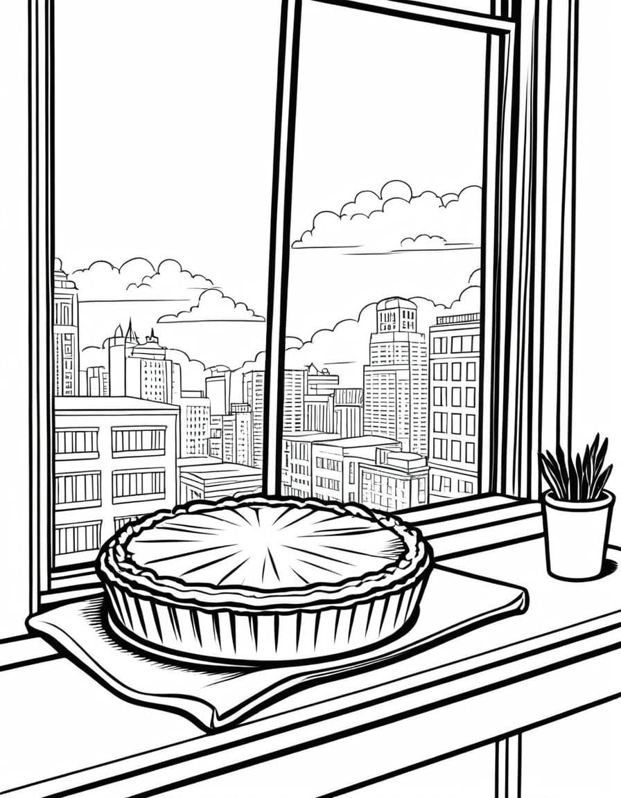 Pie Awaits — free printable coloring page to download and print