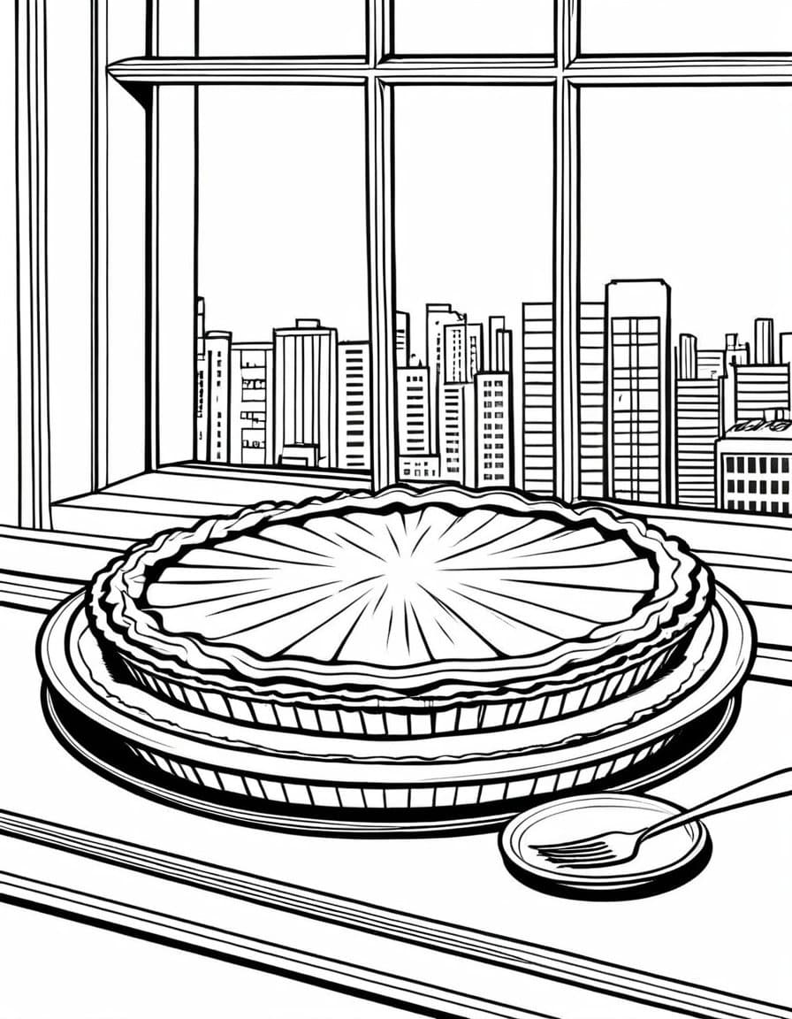 Pie View from Above — free printable coloring page to download and print