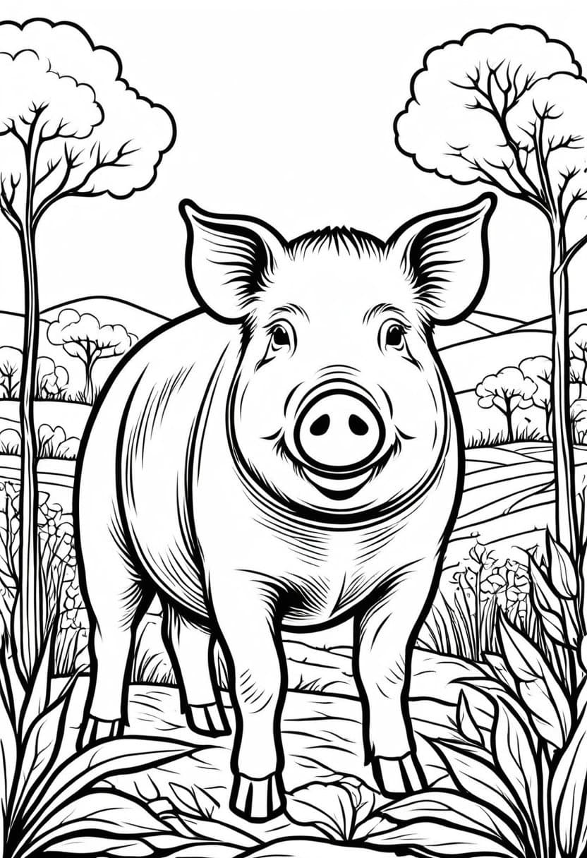 Piggy Smiles — free printable coloring page to download and print