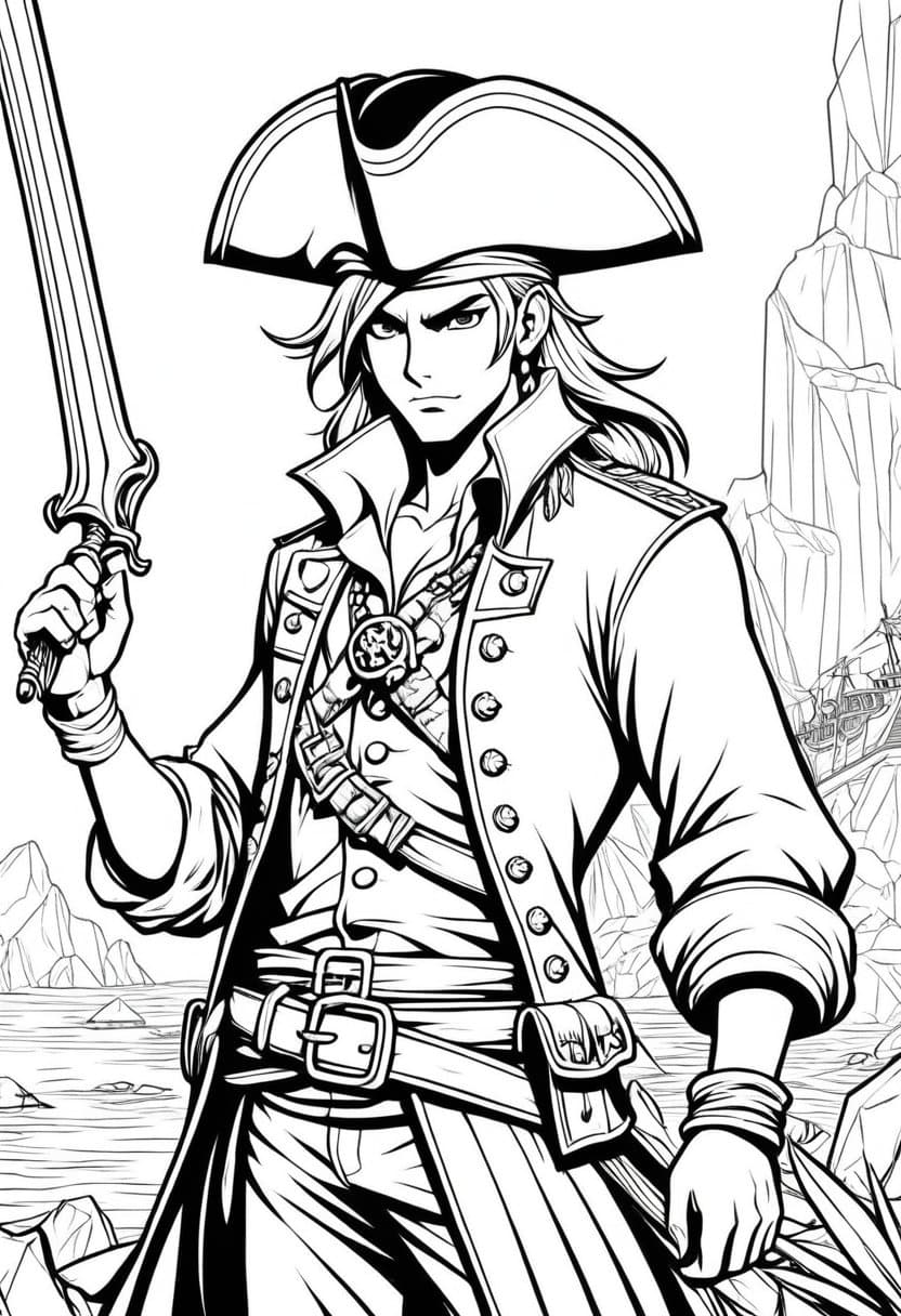 Pirate Adventure — free printable coloring page to download and print