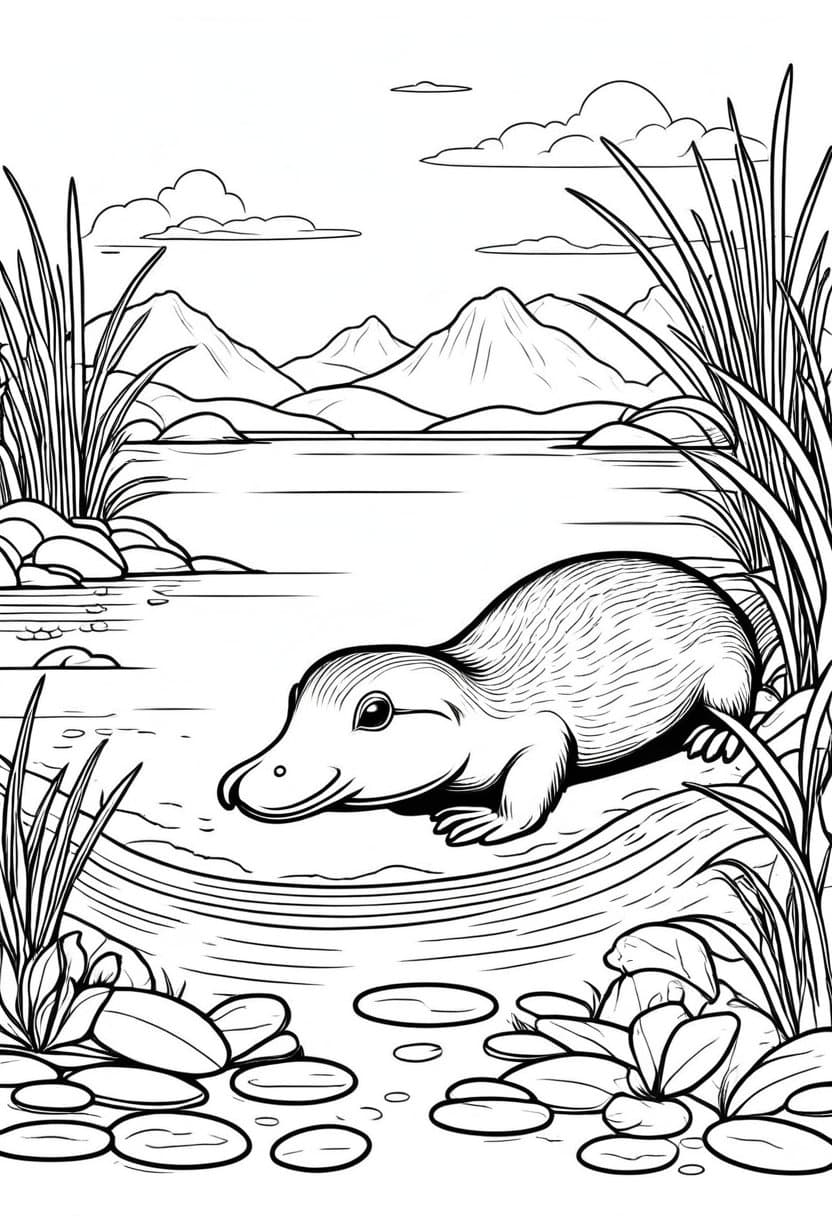 Platypus in the Wild — free printable coloring page to download and print