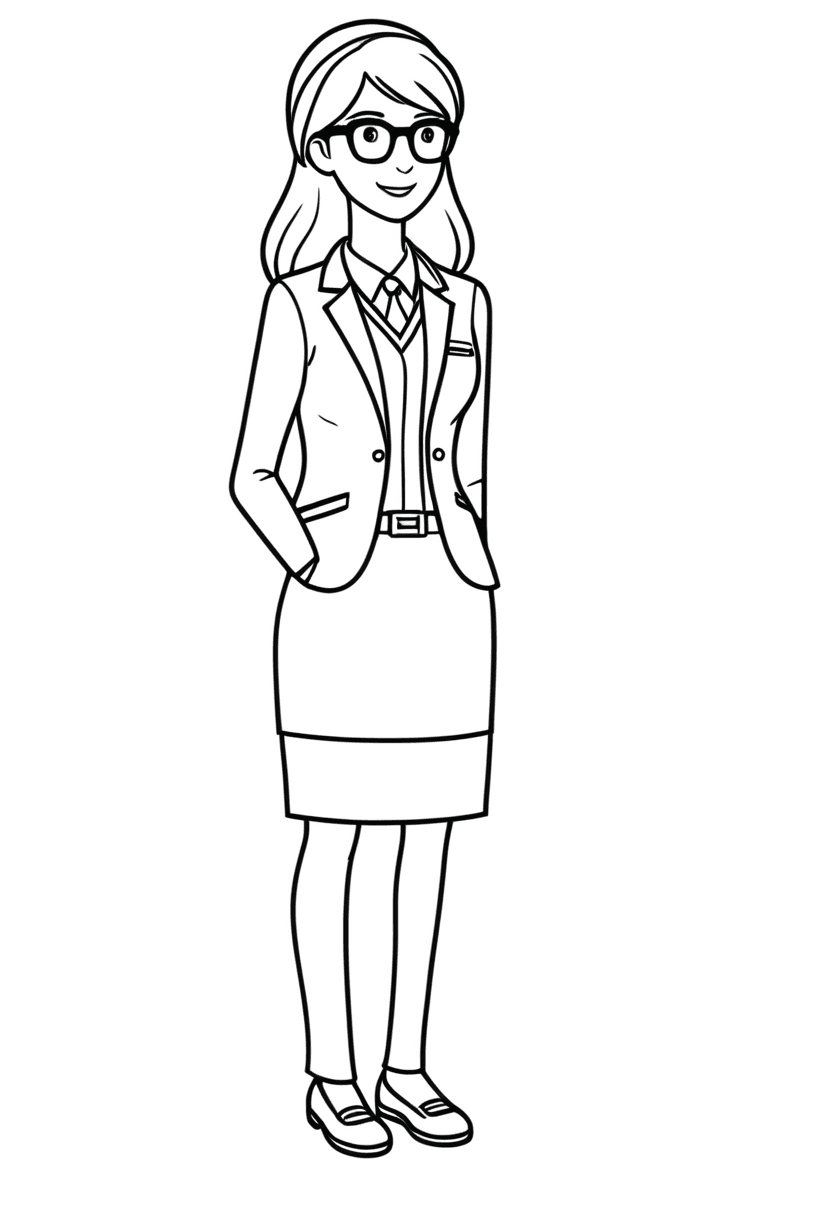 Professional Cartoon Girl — free printable coloring page to download and print