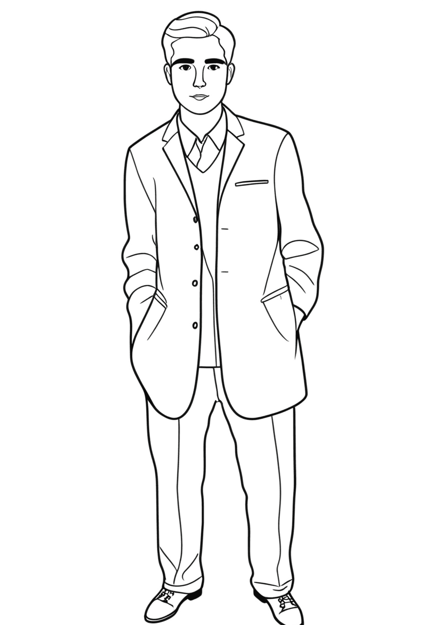 Professional Male Portrait — free printable coloring page to download and print