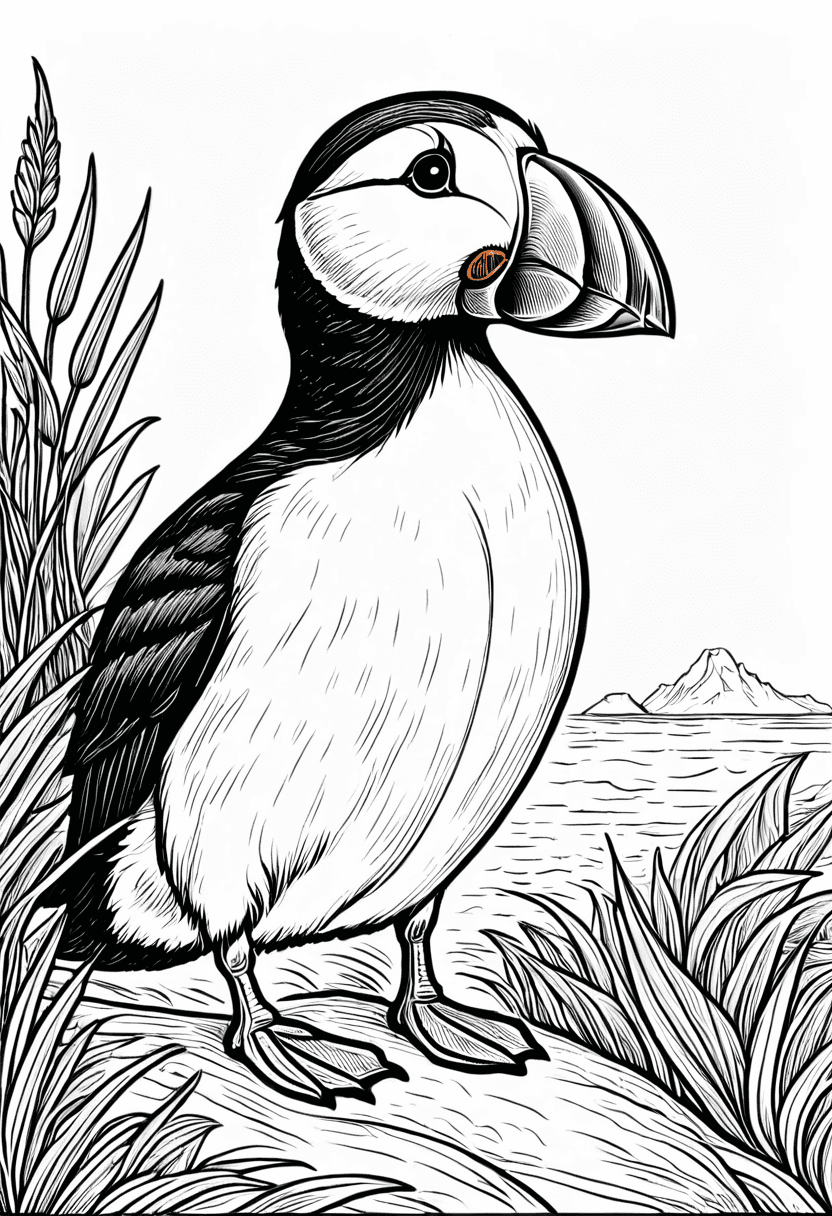 Puffins Paradise — free printable coloring page to download and print