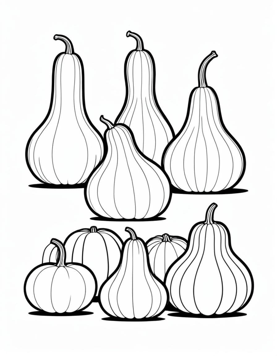 Pumpkin Collection — free printable coloring page to download and print