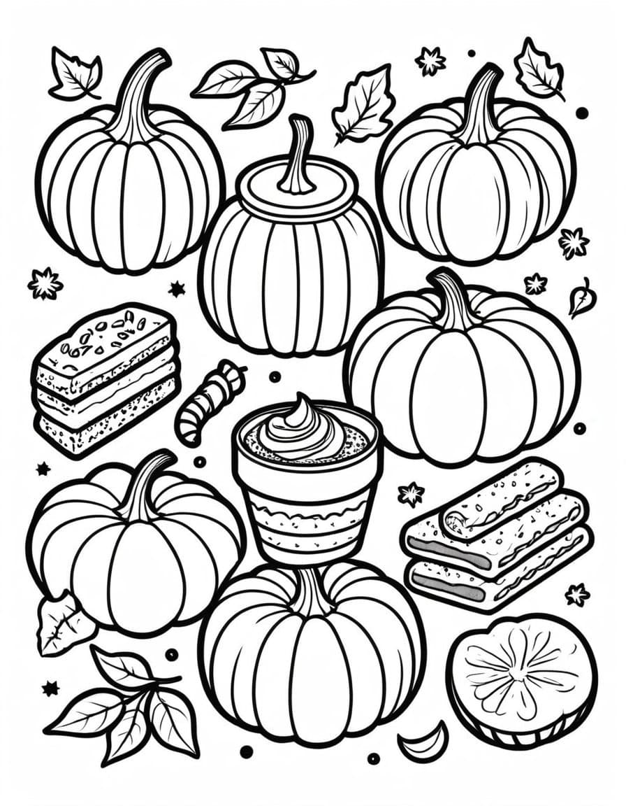 Pumpkin Delights — free printable coloring page to download and print