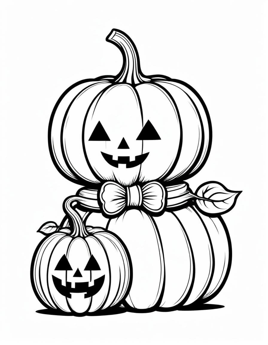 Pumpkin Halloween Caricature — free printable coloring page to download and print