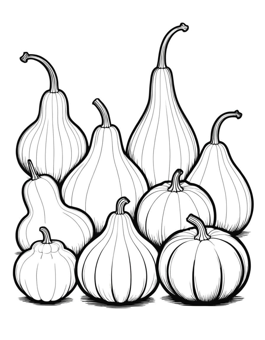 Pumpkin Harvest Collection — free printable coloring page to download and print
