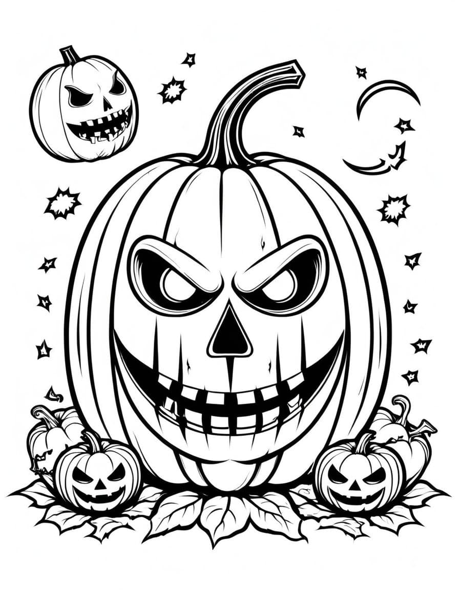 Pumpkin Madness — free printable coloring page to download and print