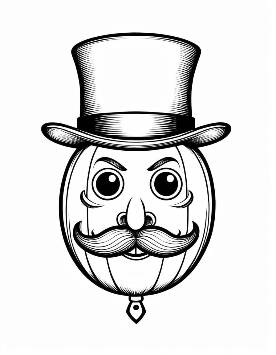 Pumpkin Mustache Man — free printable coloring page to download and print