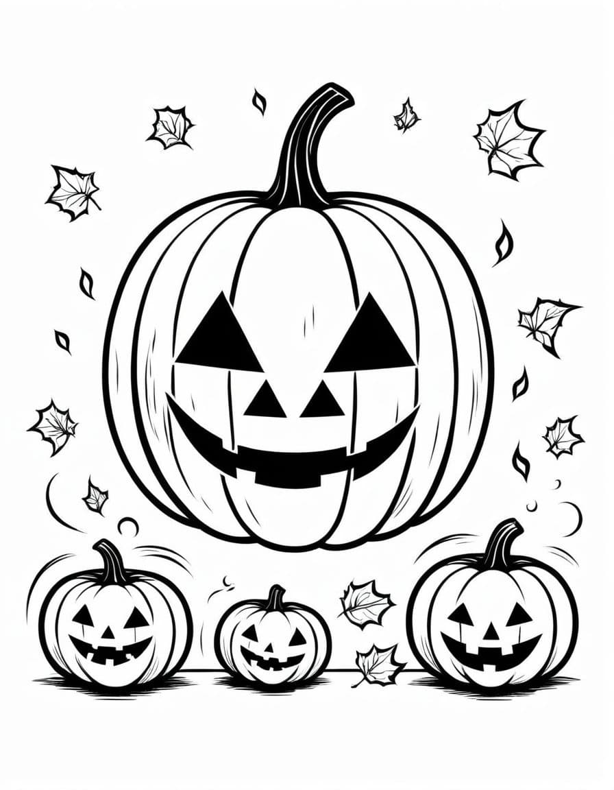 Pumpkin Pandemonium — free printable coloring page to download and print