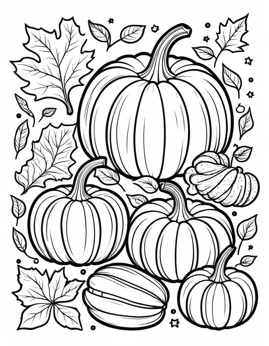 Pumpkin Pattern Collection Harvest Flair — free printable coloring page to download and print