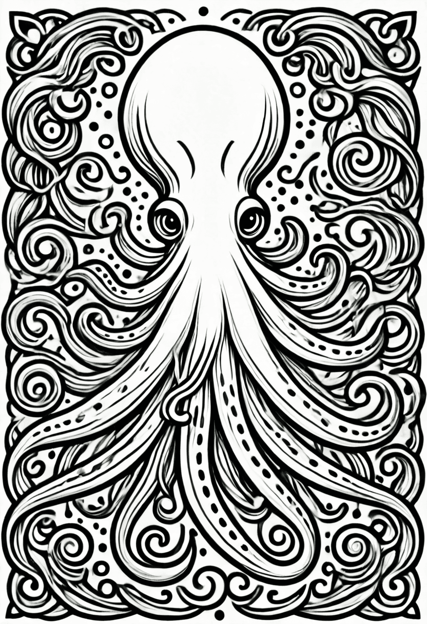 Quirky Octopus Art — free printable coloring page to download and print