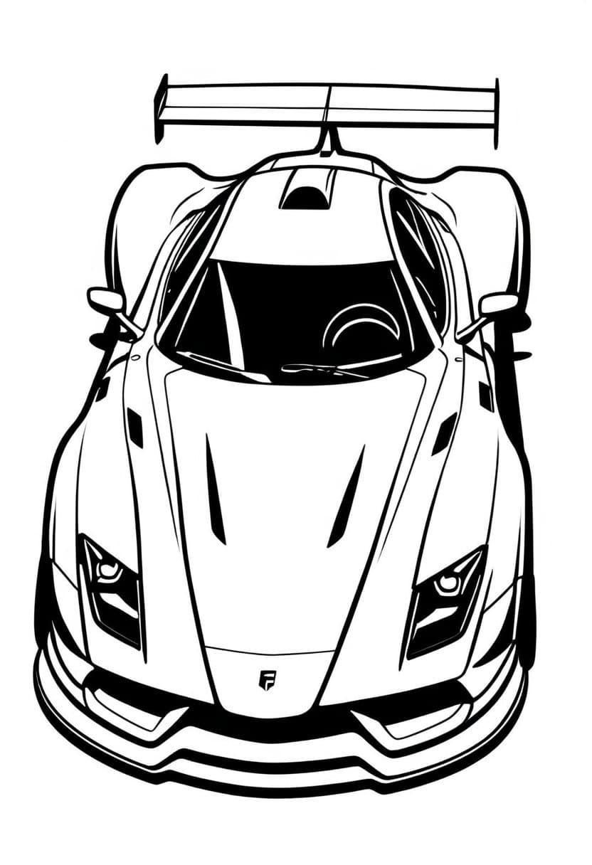 Race Car Fun — free printable coloring page to download and print
