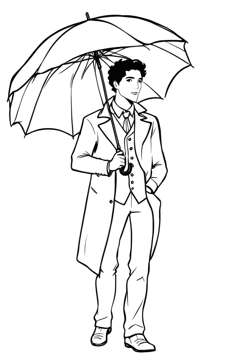 Rainy Day Gentleman — free printable coloring page to download and print