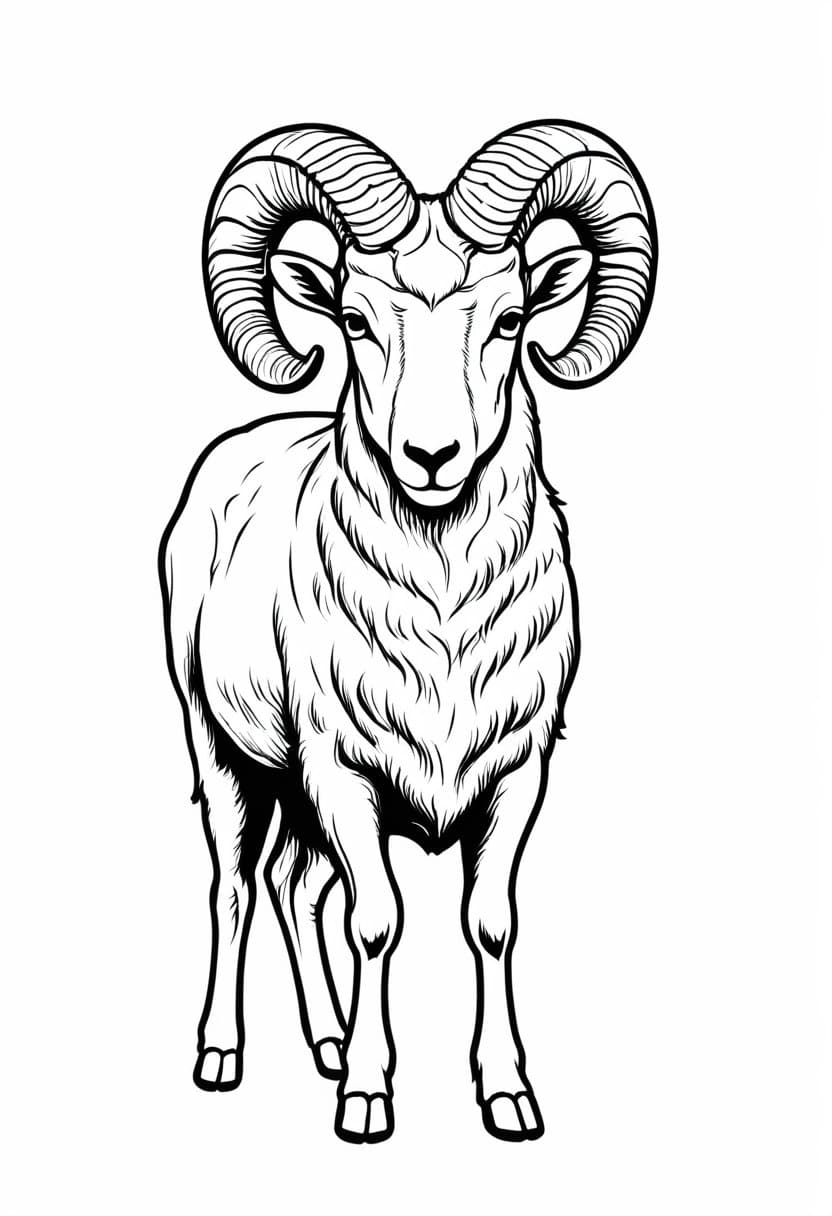Ram Illustrated — free printable coloring page to download and print