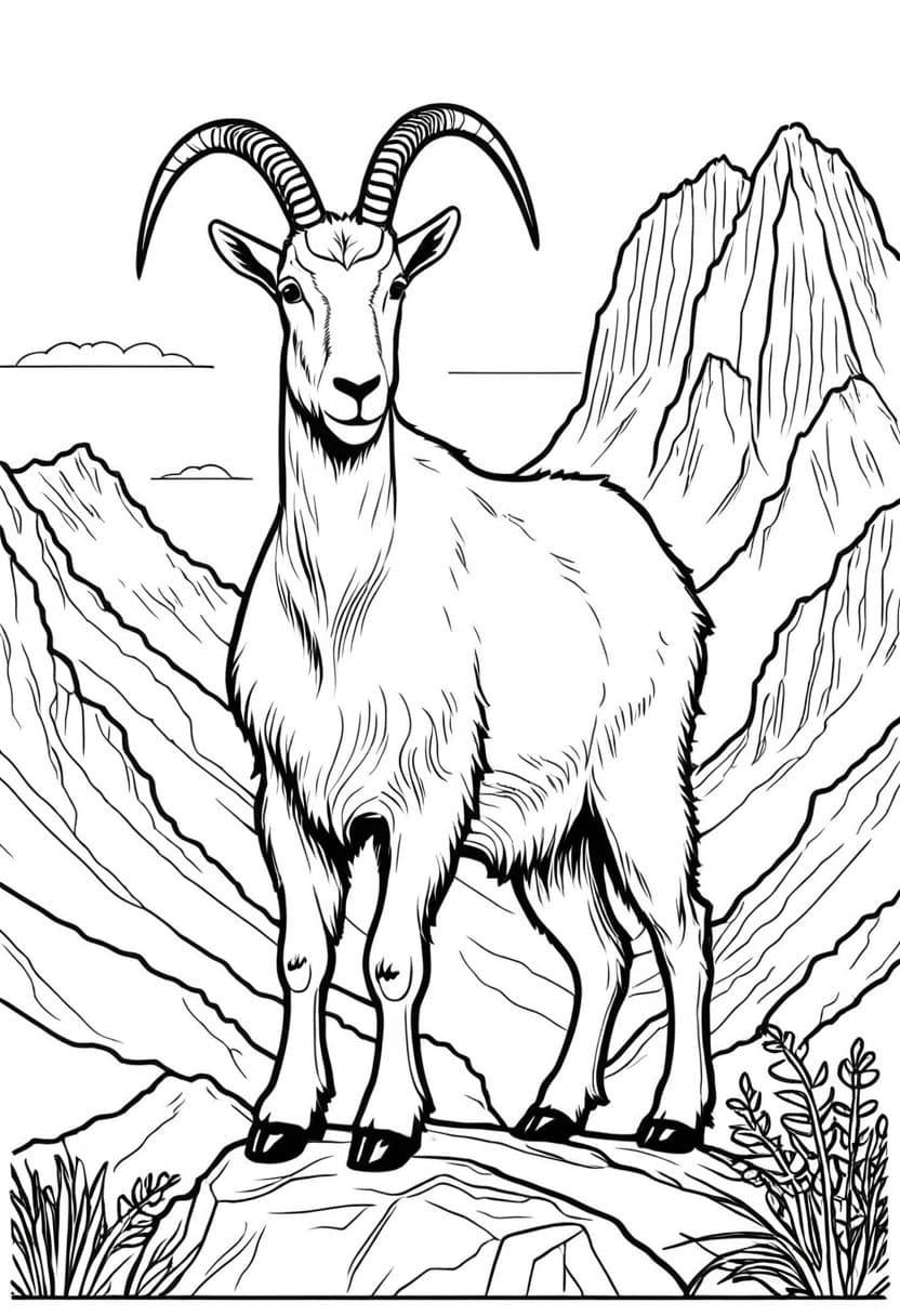 Ram in the Mountains — free printable coloring page to download and print
