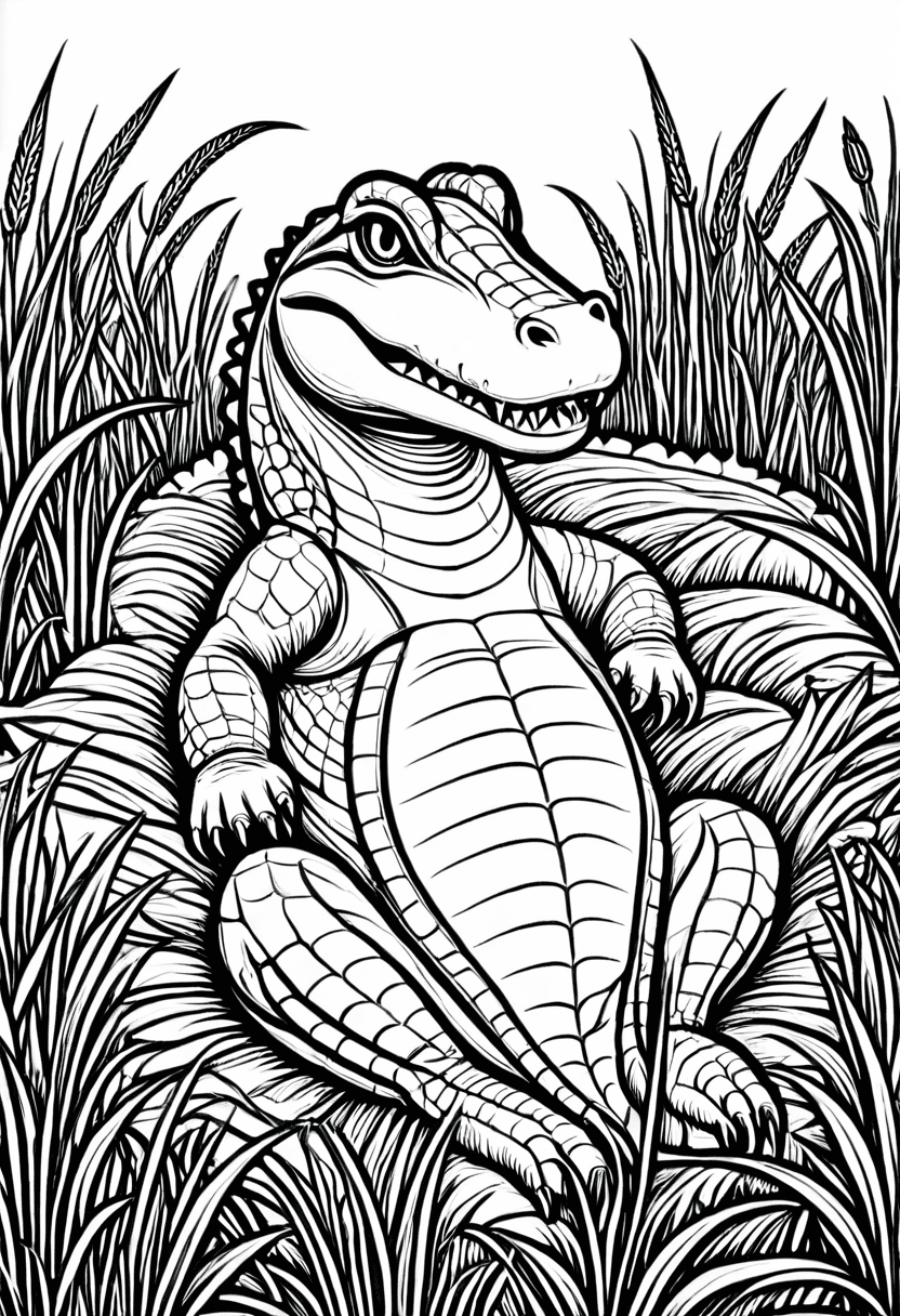 Relaxing Cayman in Reeds — free printable coloring page to download and print