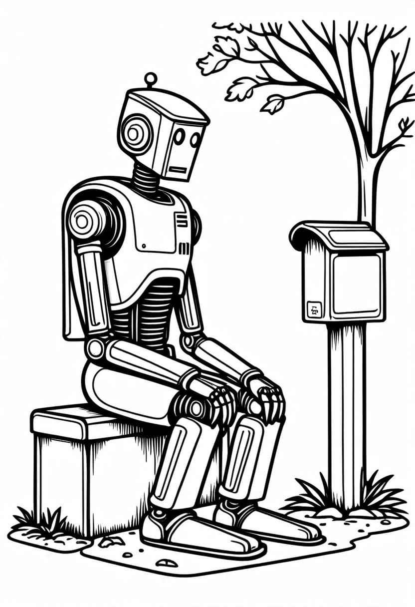 Robot Homeless Homeless Robot — free printable coloring page to download and print