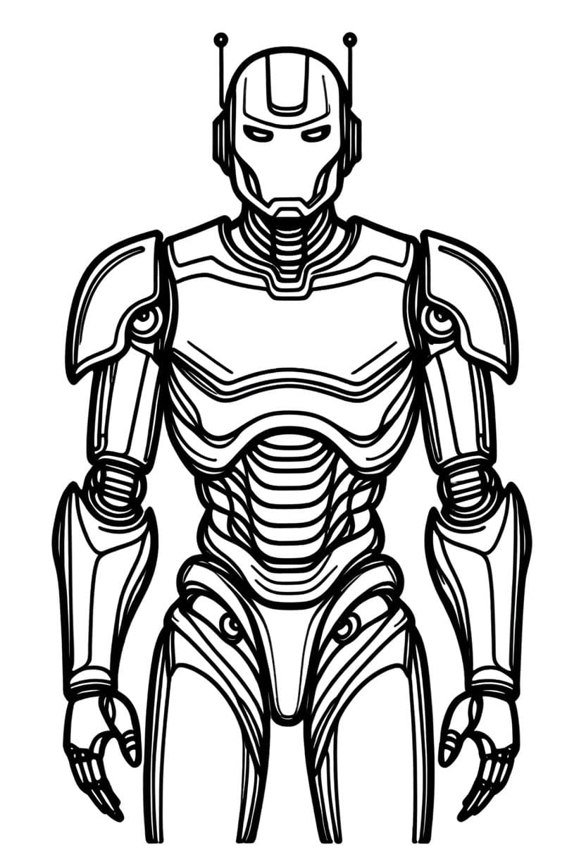 Robotic Hero — free printable coloring page to download and print