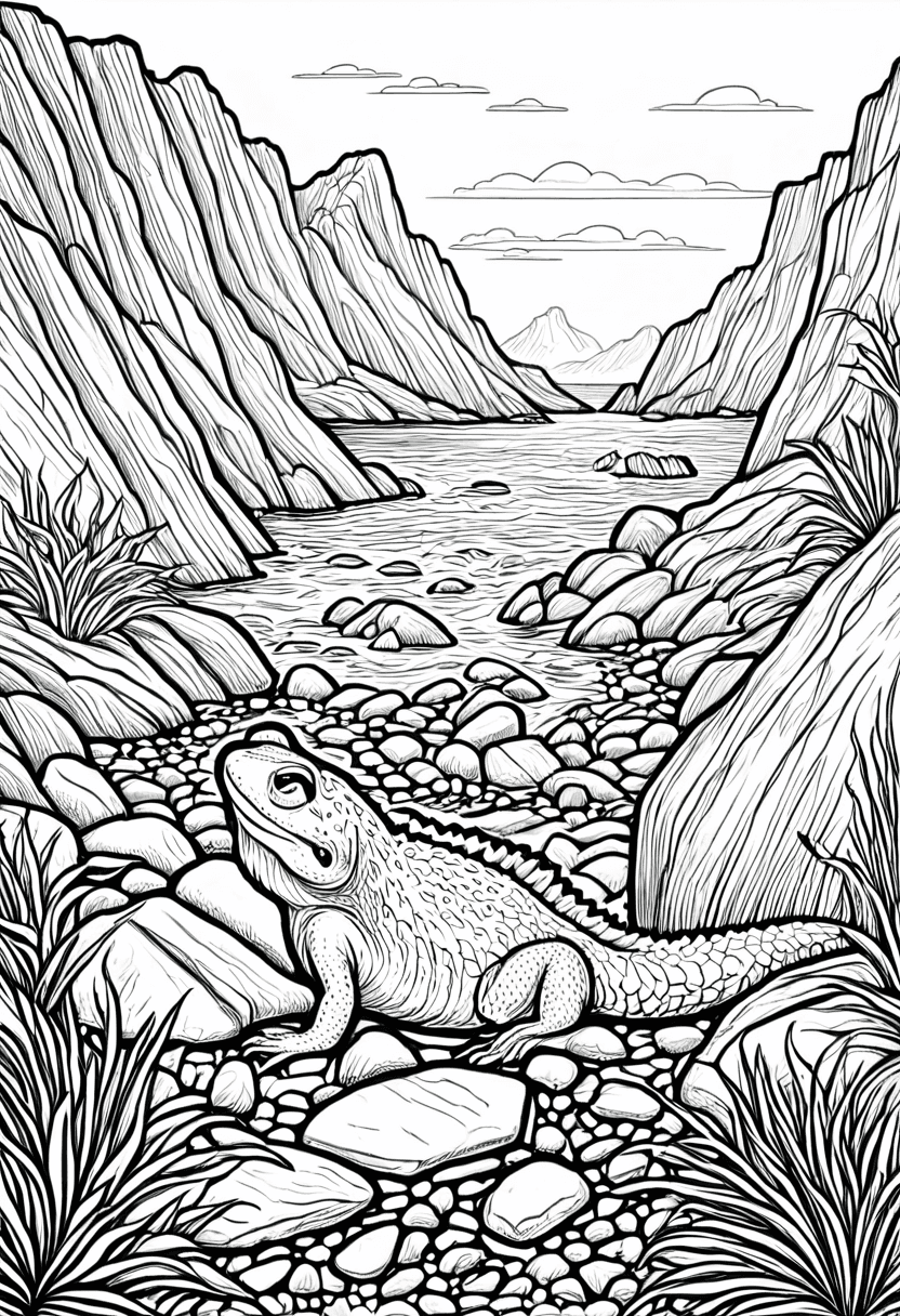 Rocky Haven for Lizards — free printable coloring page to download and print