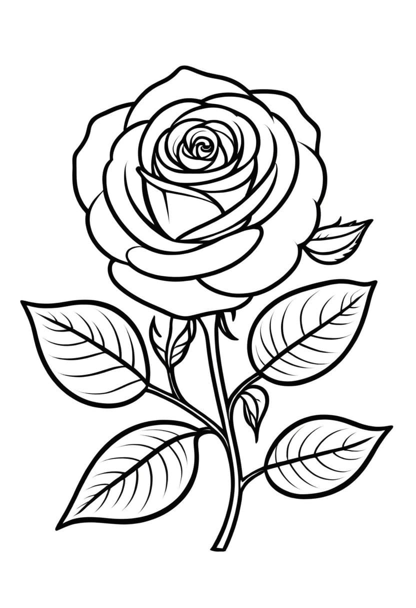 Rose — free printable coloring page to download and print