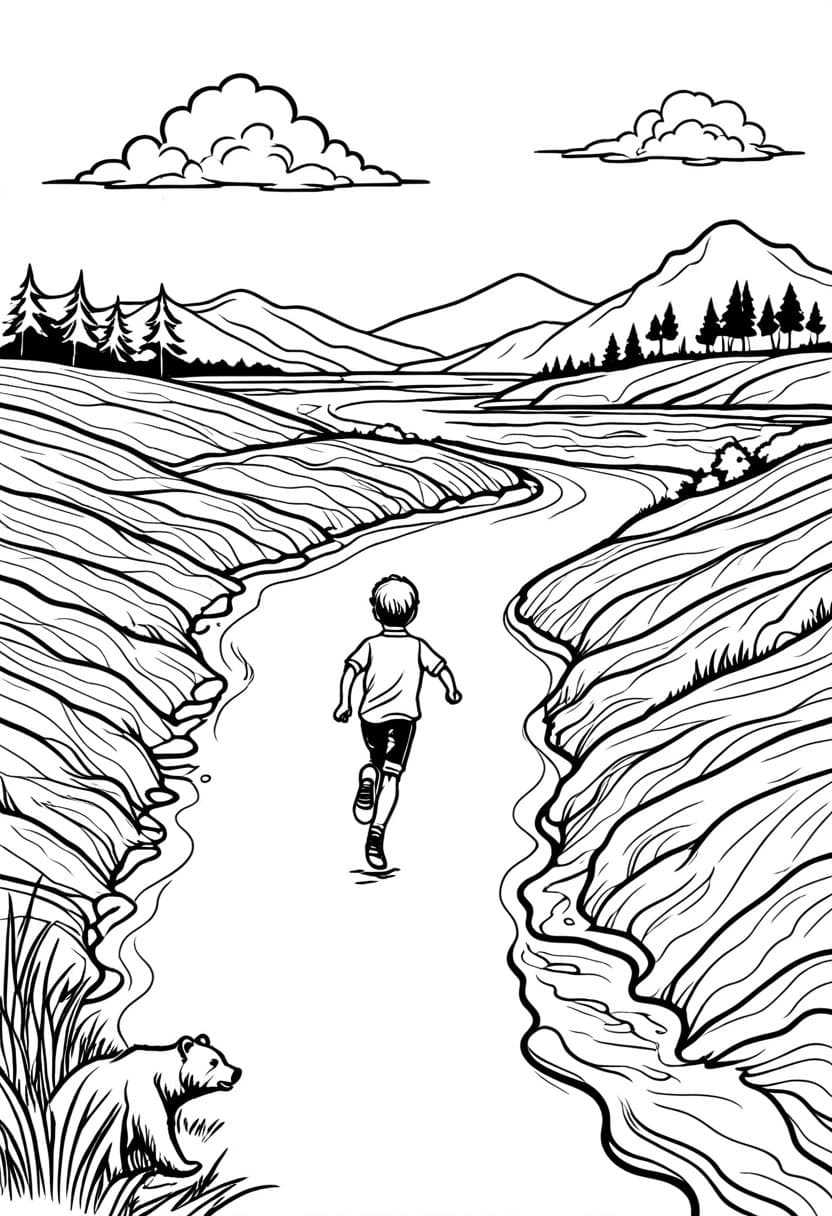 Runaway River Race — free printable coloring page to download and print