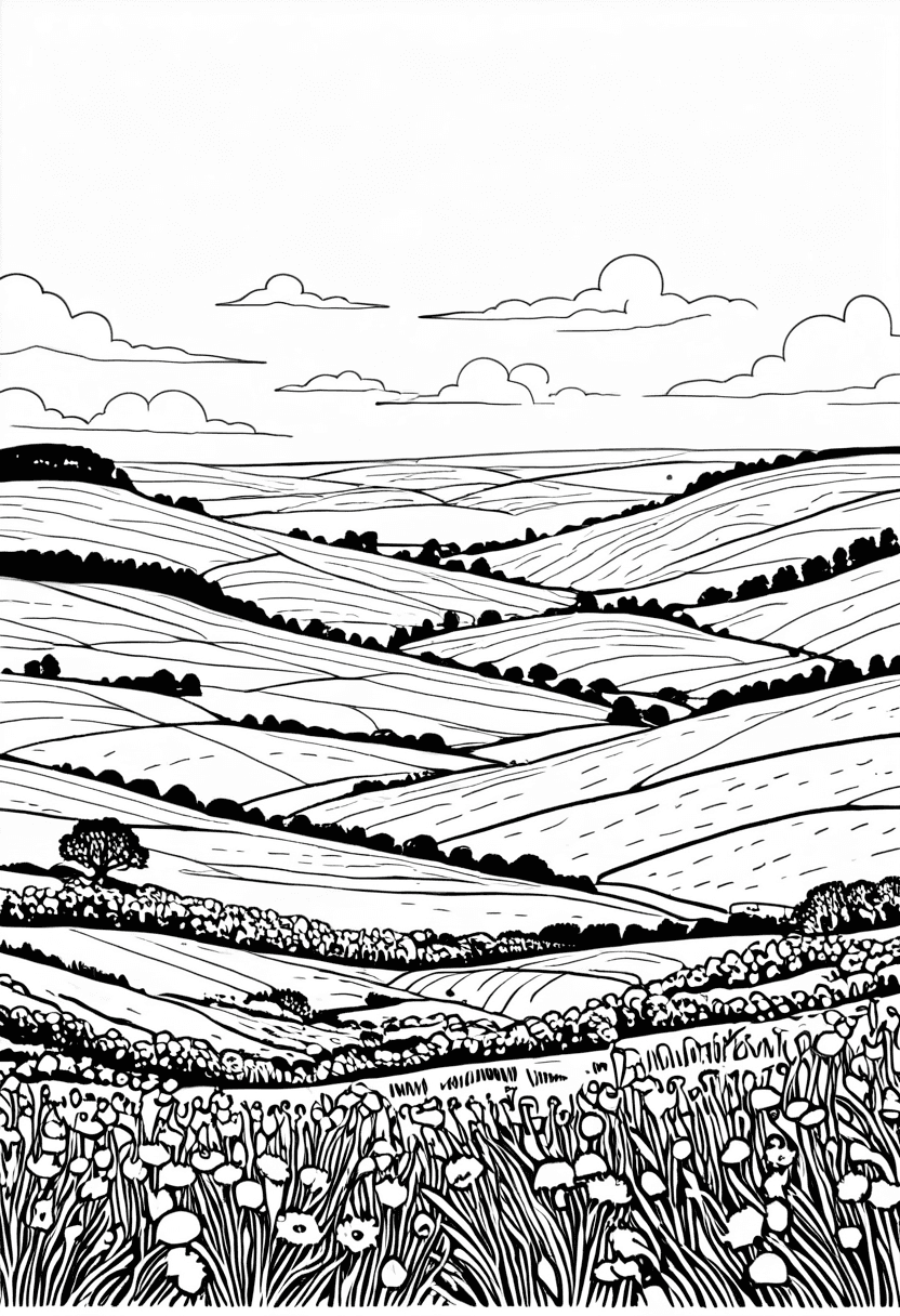 Rural Eden — free printable coloring page to download and print