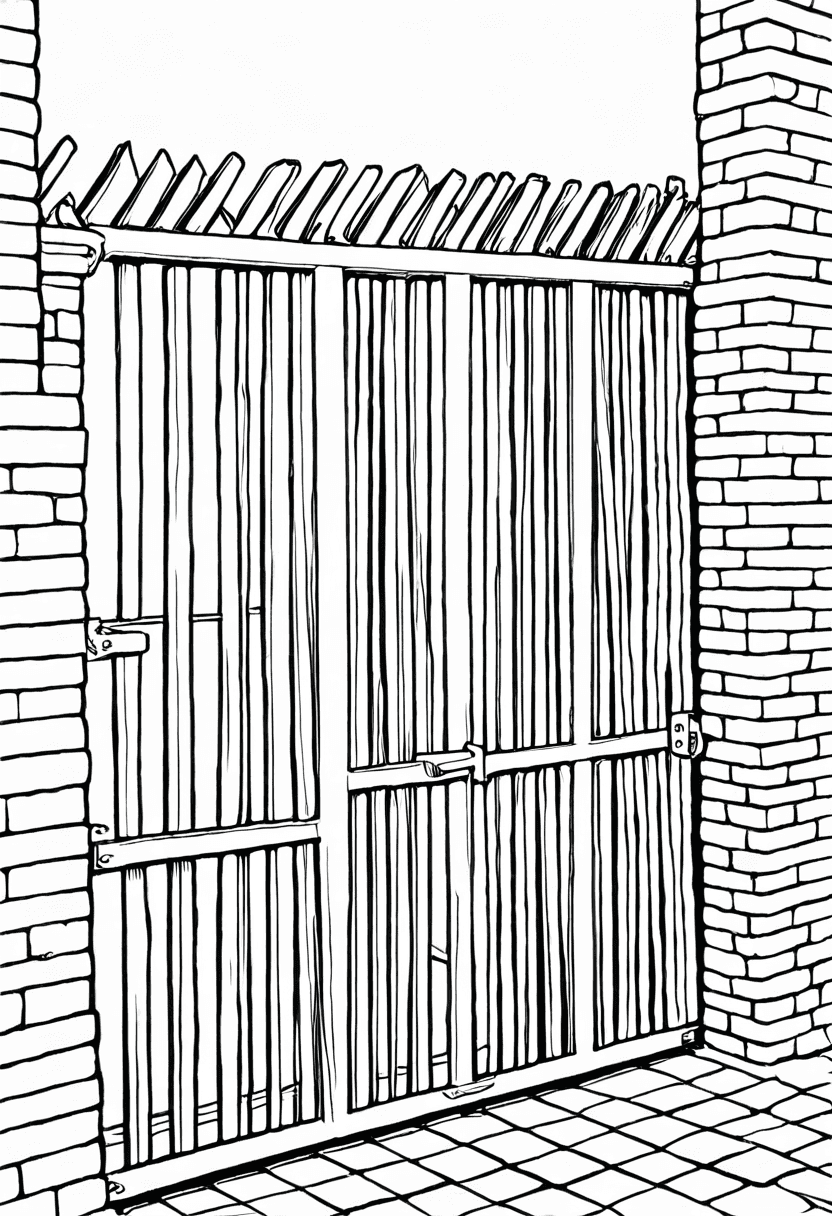Rustic Gate Entrance — free printable coloring page to download and print