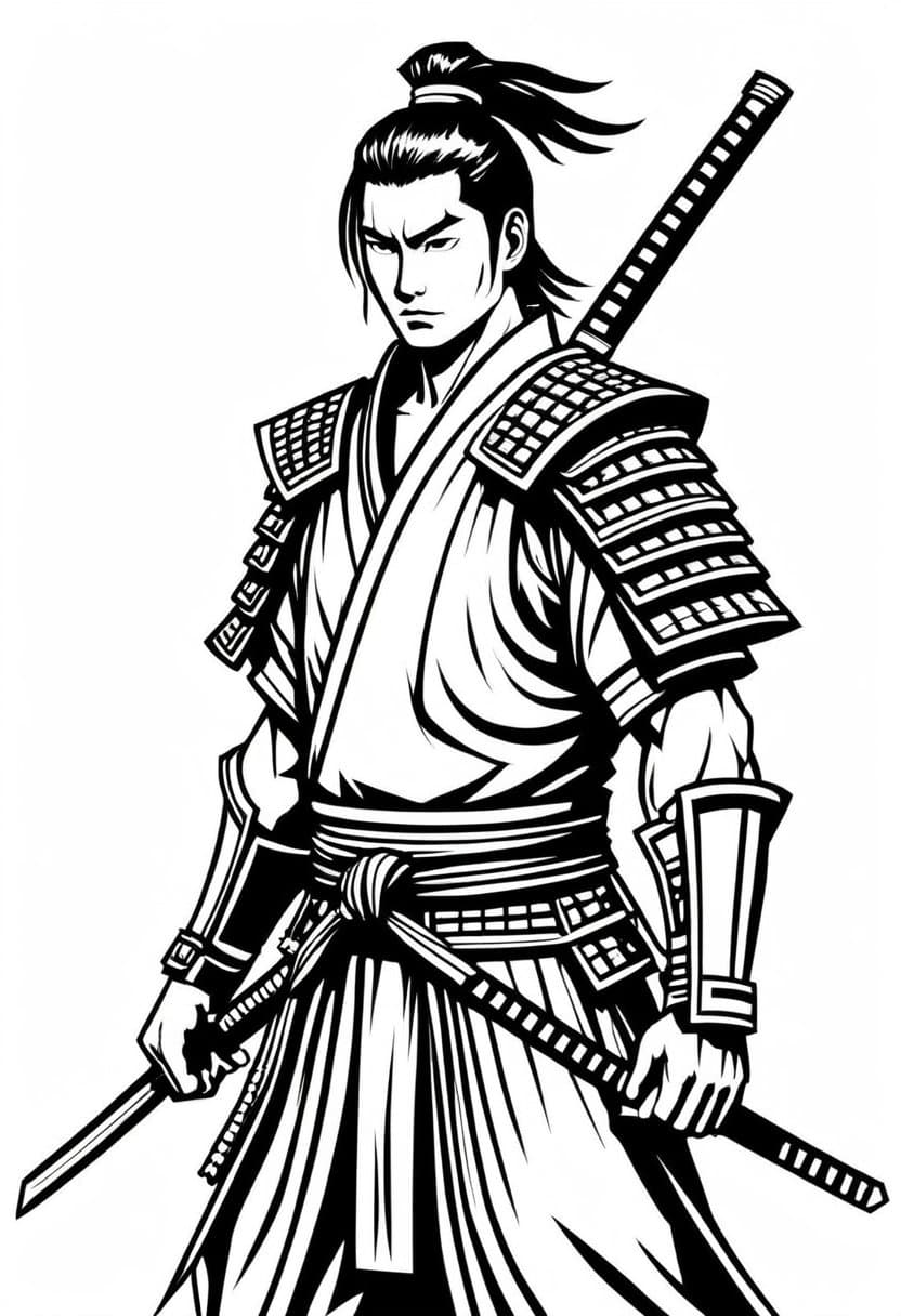 Samurai Warrior — free printable coloring page to download and print