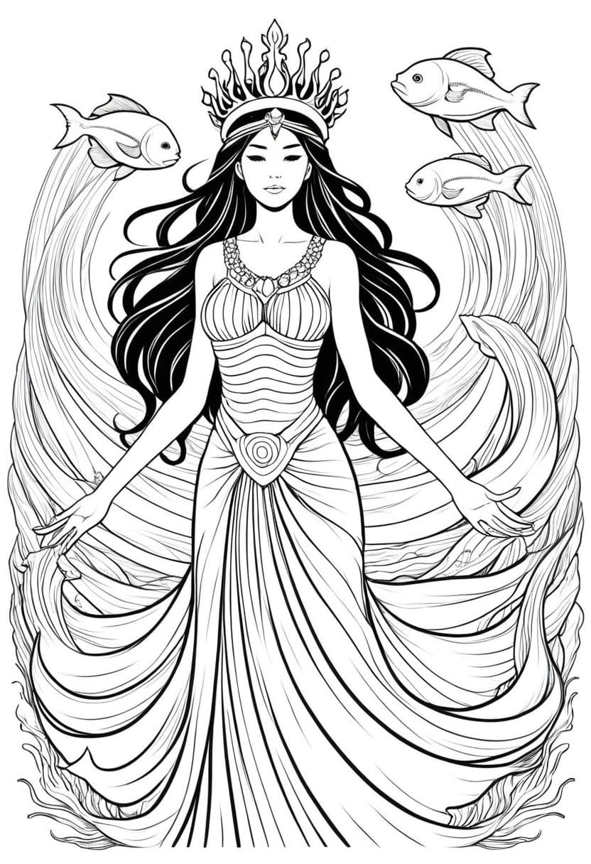 Sea Sirens Grace — free printable coloring page to download and print