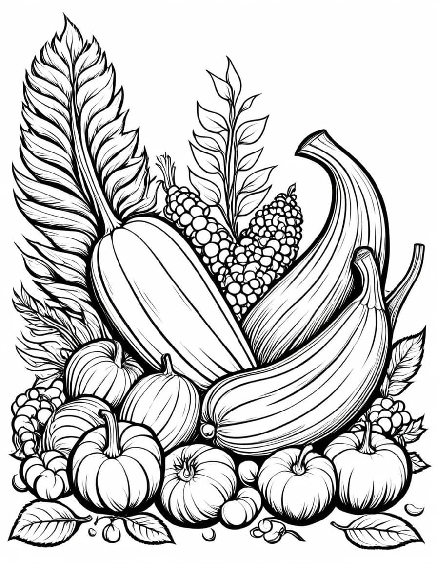 Seasonal Bounty — free printable coloring page to download and print