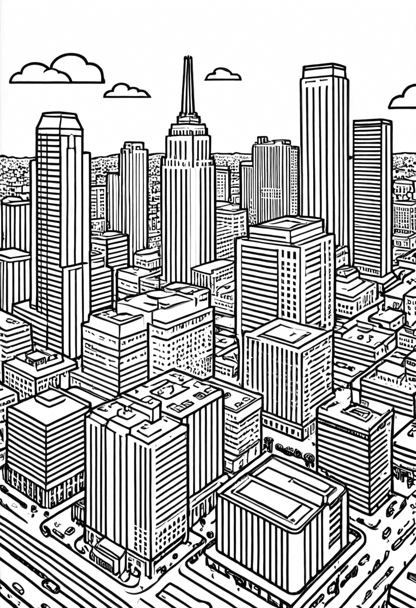 Sketch Cityscape — free printable coloring page to download and print