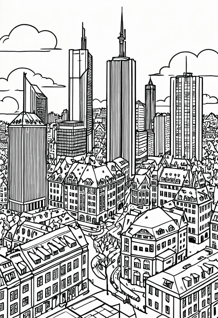 Skyline Dreamscape — free printable coloring page to download and print