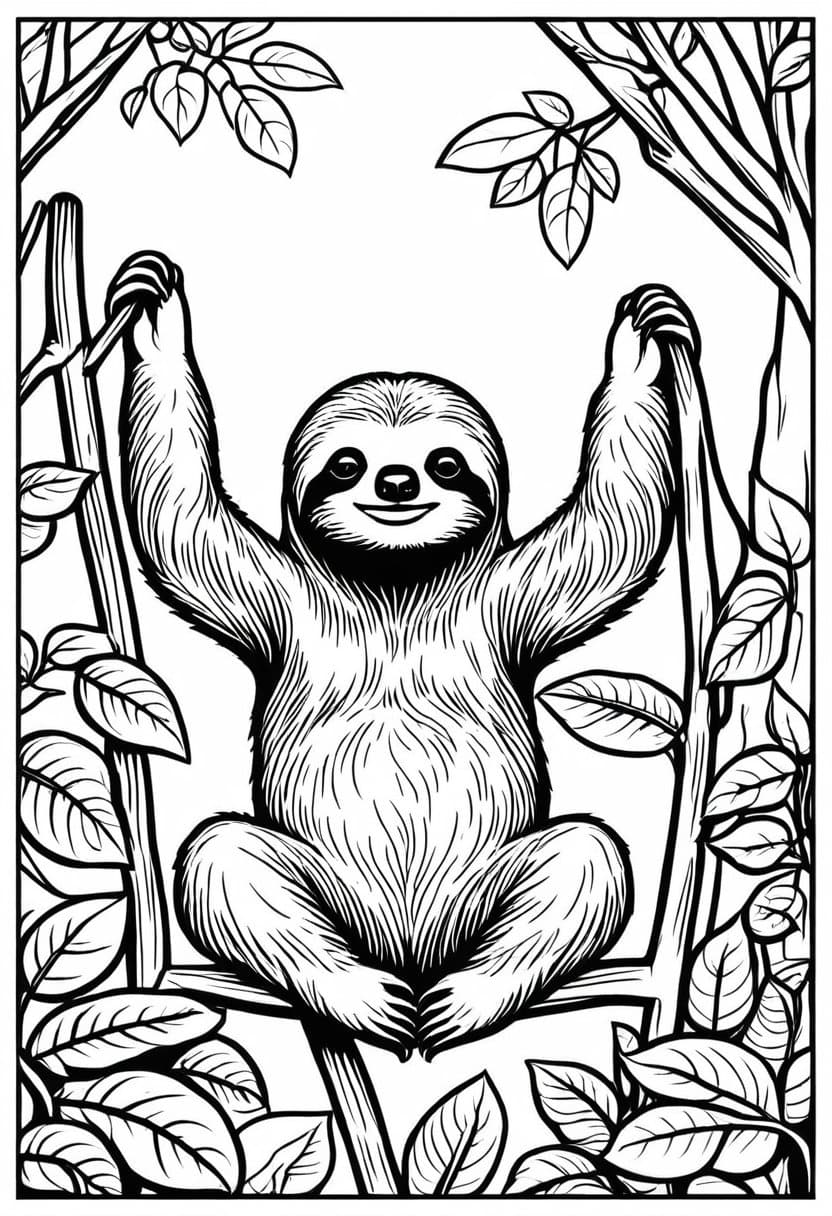 Slothly Chill — free printable coloring page to download and print