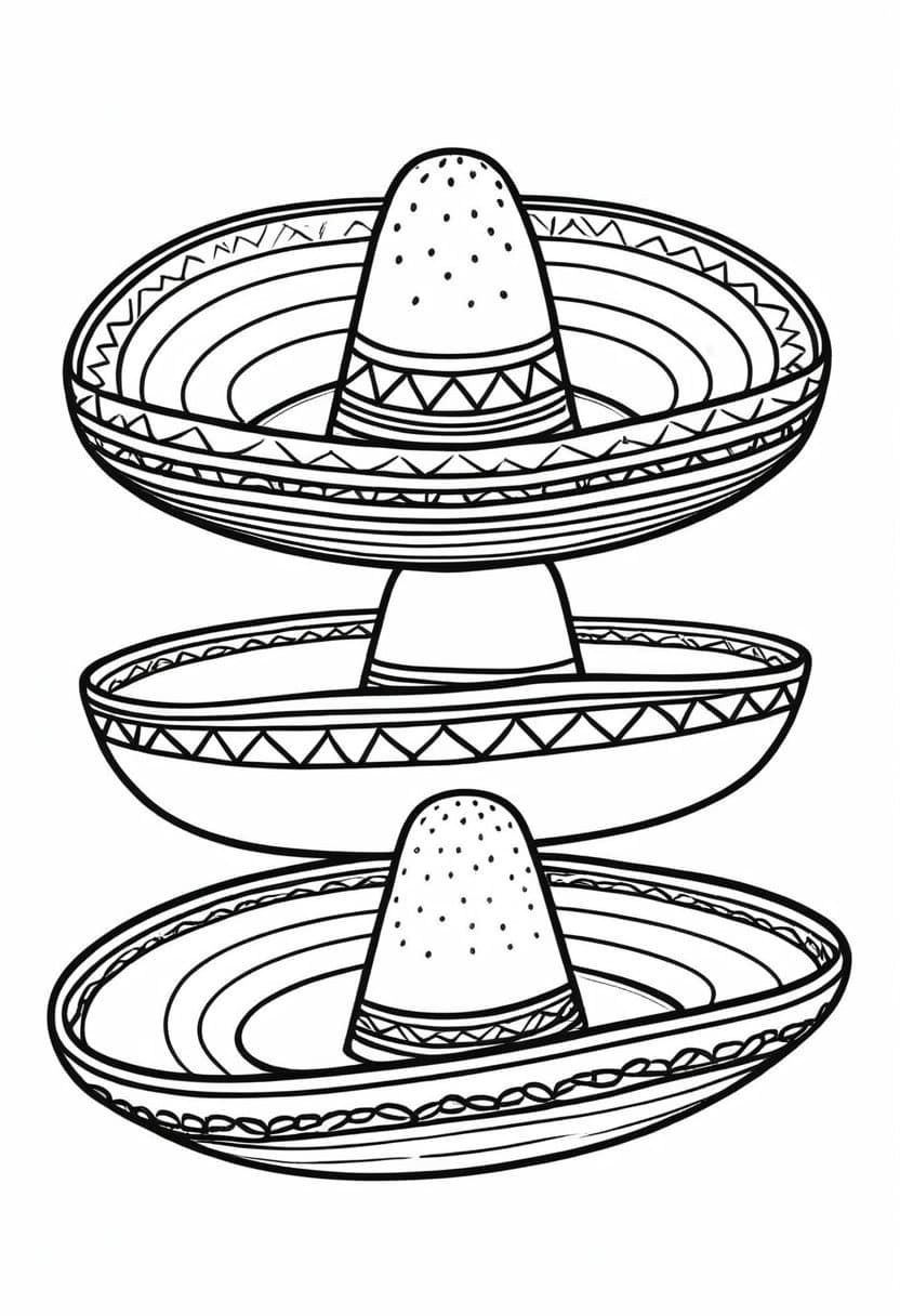 Sombrero Stack Fun — free printable coloring page to download and print