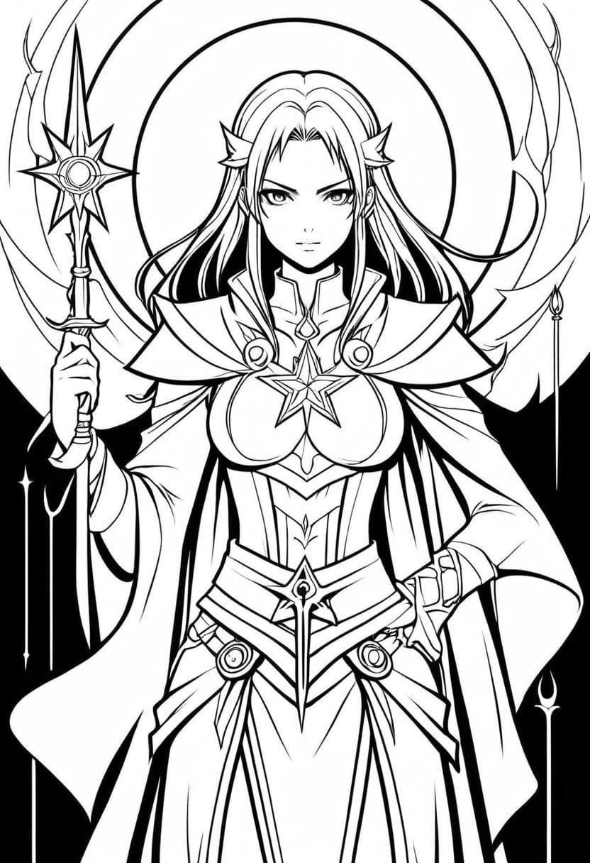 Sorceress Star Necromancer — free printable coloring page to download and print